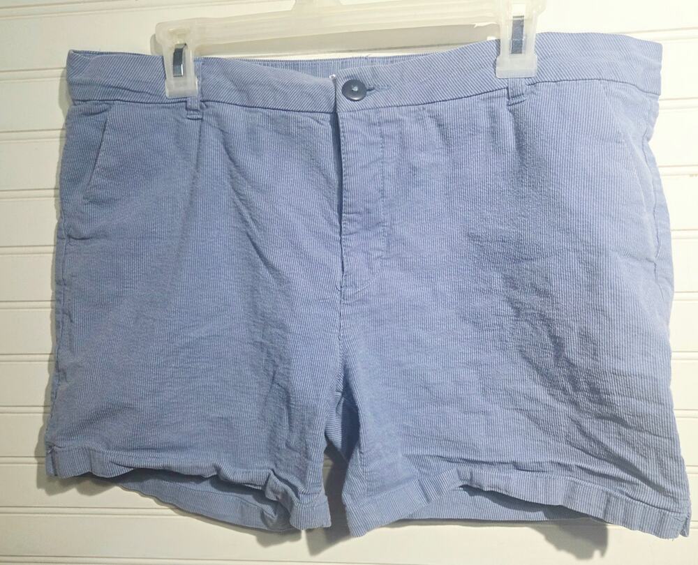 Preppy Hamptons Style Blue White Seersucker Shorts Summer Country Club [Size]